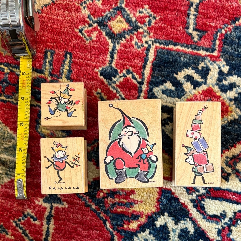 Santa and Elf Wooden Stamps Set